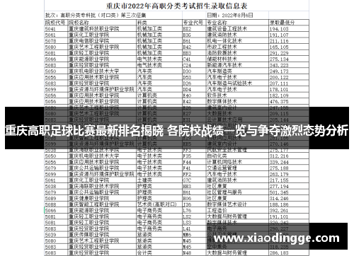 重庆高职足球比赛最新排名揭晓 各院校战绩一览与争夺激烈态势分析
